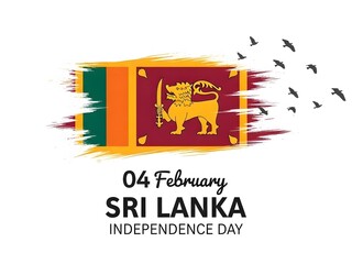 Sri Lanka Independence Day February 4 Banner with National Flag and Lion Symbol