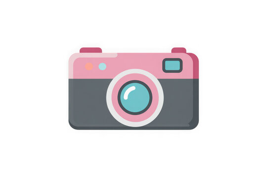 Cute pink camera icon isolated on transparent background
