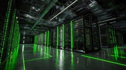 Reliability backend infrastructure with green data layers in a modern server room