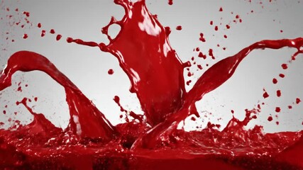 Dynamic red liquid splash against white background - Powered by Adobe