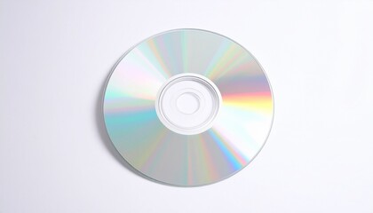Reflective Compact Disc Displaying Color Spectrum on White Background