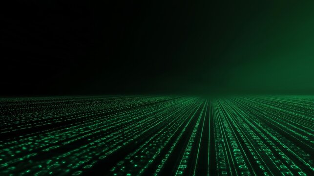 Infrastructure background with green glow and digital elements in motion - Powered by Adobe