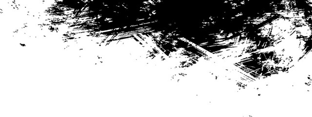 Fototapeta premium Black Grunge Brushstroke Texture Overlay Abstract Design Element