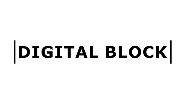 Modern Digital Block Text Animation: Minimalist Black and Bold Typography on White Background with Vertical Line Accents for Tech, Creative Branding, Corporate Identity, and Graphic Design Projects.