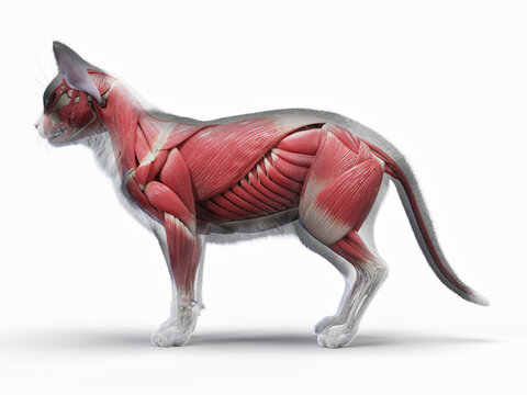 A Detailed 3D Depiction Of The Muscular System Of A Cat