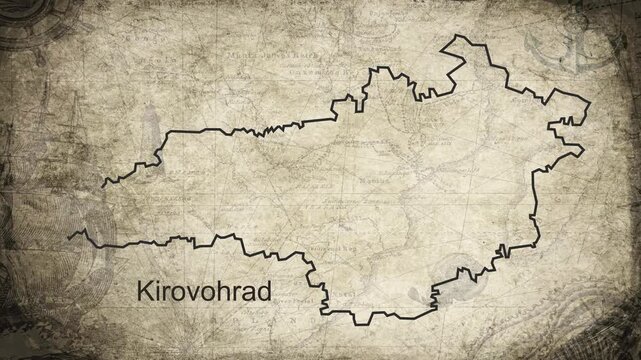 Kirovohrad map drawn on a cartography background sheet of paper