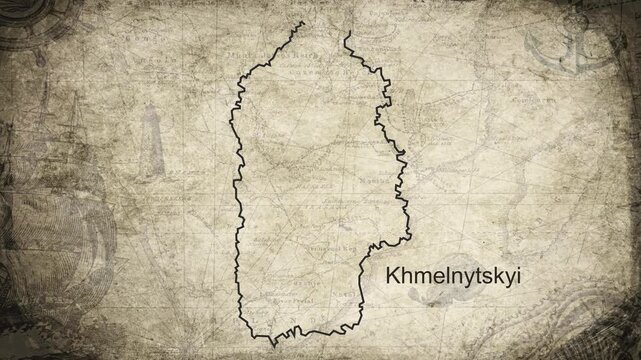 Khmelnytskyi map drawn on a cartography background sheet of paper