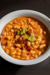 Bean Soup with Sun-Dried Tomatoes and Pesto