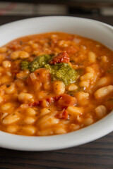 Bean Soup with Sun-Dried Tomatoes and Pesto