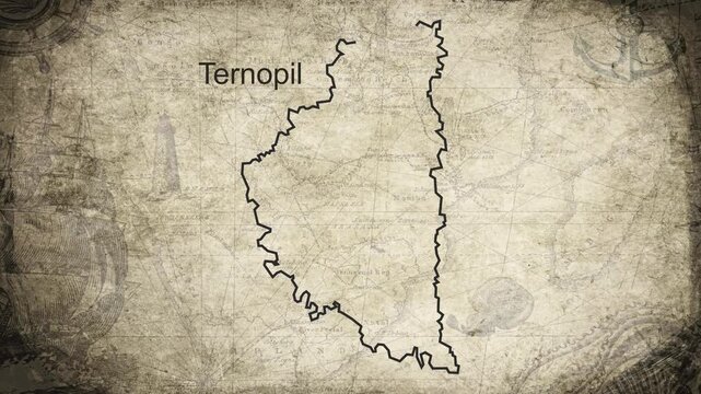 Ternopil map drawn on a cartography background sheet of paper
