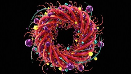 Twisted Torus with Reflective Orbs and Tendrils