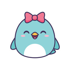 Obraz premium Cute Cartoon Penguin with Pink Bow Illustration