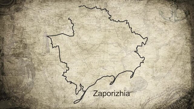 Zaporizhia map drawn on a cartography background sheet of paper