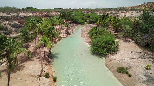 Aerial View Oasis Lagoon Playa La Paria Araya Venezuela