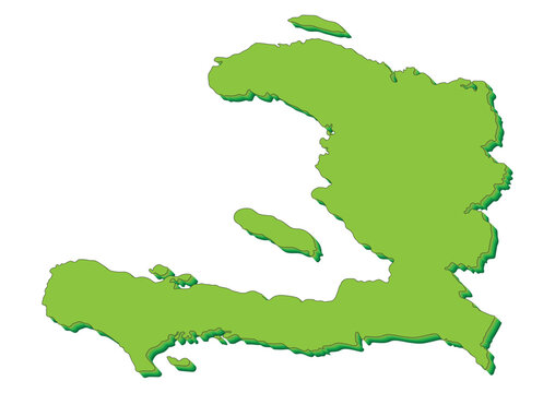 Haiti map. Green country map icon. Hispaniola political map. Vector.