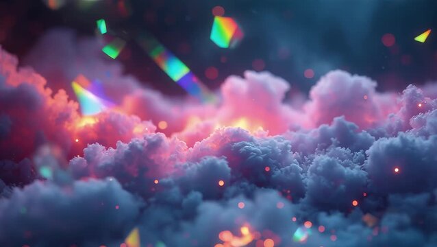 Ethereal Colorful Clouds with Sparkling Effects in a Dreamlike Atmosphere