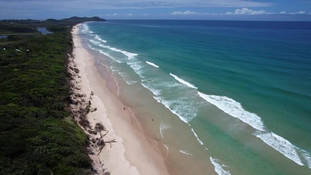 Aerial Shot of Tallows Beach In Northern Rivers - Broken Head, NSW, Australia