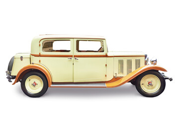 Retro car isolated on white