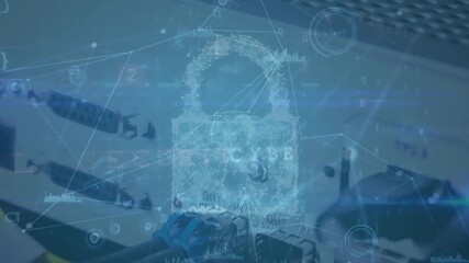 Animation of network of connections and data processing over world map - Powered by Adobe