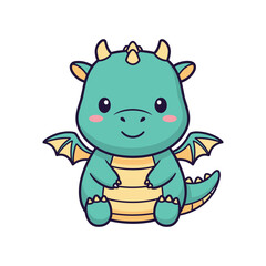 Obraz premium Adorable Cartoon Dragon Illustration