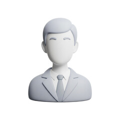 3D rendered image of a businessman with a suit and tie, isolated on transparent background, viewed from the front