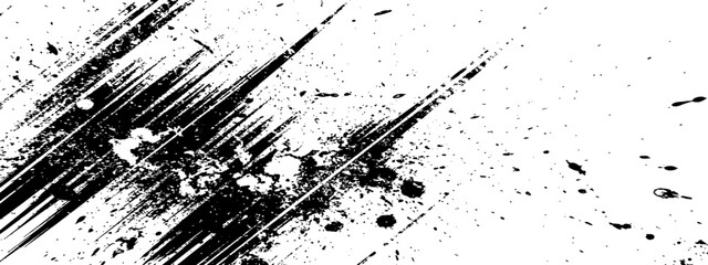 Black grunge ink brush stroke and splatter texture background vector