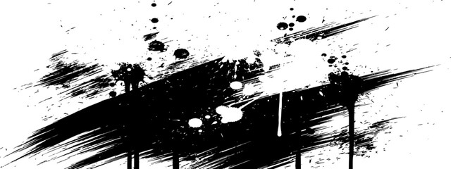 Naklejka premium Black Ink Brush Stroke and Splatter Grunge Vector Background Element