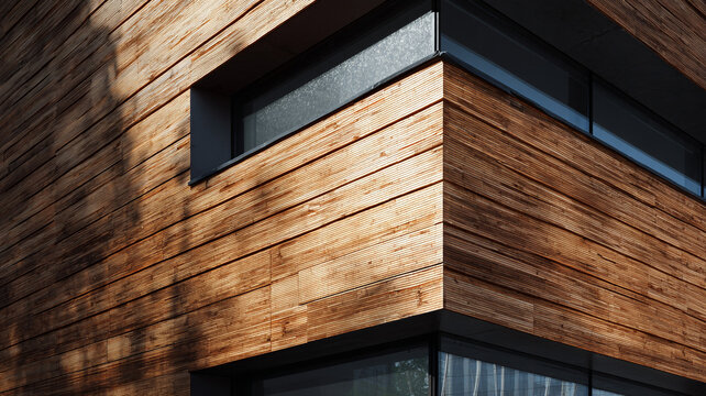 Wooden facade cladding modern architecture