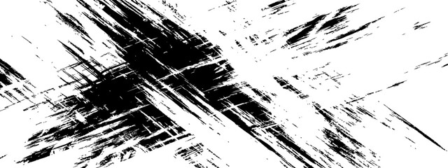 Distressed Black and White Paint Brush Strokes Grunge Texture Abstract Overlay Vector Background