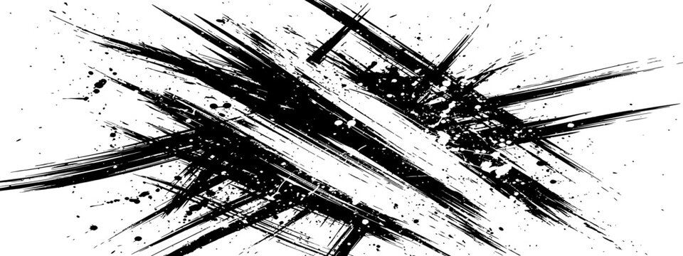 Aggressive black ink grunge splash explosion abstract vector background element