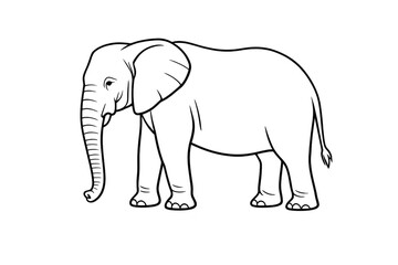 Elephant outline illustration on transparent background drawing animal.