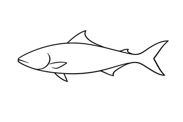 Obraz premium Fish Line Art: Simple Outline on transparent background with Black Lines