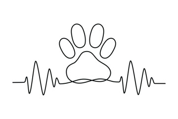 Calligraphy Heartbeat And Paw Print