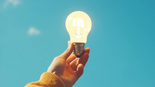Hand holding light bulb idea innovation concept 4K HD Video