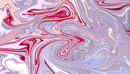 Obraz premium Abstract liquid paint texture in dreamy lavender and soft red tones.