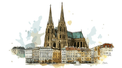 Obraz premium St. Stephens Cathedral. St. Stephens Cathedral watercolor vector illustration