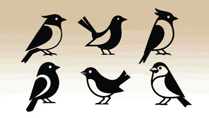 Fototapeta premium Stylized bird silhouettes in a minimalistic design with varying poses