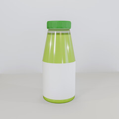 glass bottle with green liquid mockup