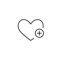 Obraz premium Support and care advice. Heart and plus symbol. Charity offer and donation. Pixel perfect, editable stroke vector icon