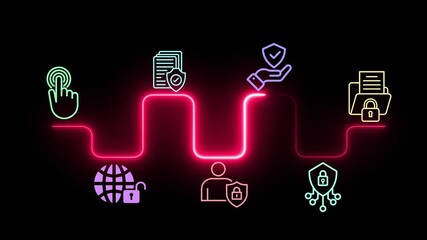Data protection and digital security concept on the transparent background.  Motion graphics of data protection, privacy, cybersecurity, secure networks, encryption and safeguarding information.  - Powered by Adobe