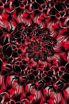 abstract red floral fantasy in complex spiral design on a background