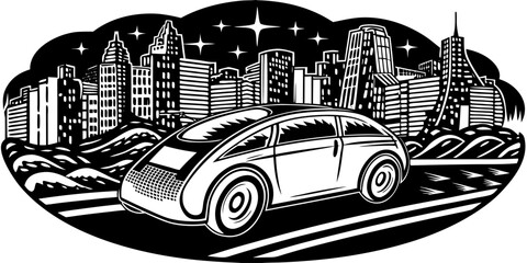 Futuristic Autonomous Drive through Neon Cityscape © Isabella