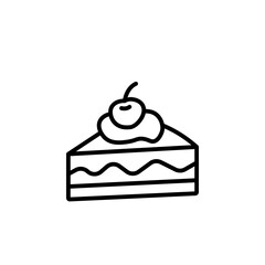 Dessert Cake Slice Line Icon Sweet Food