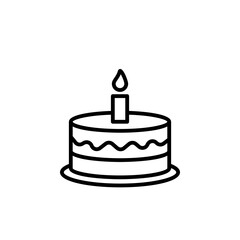 Birthday Cake Line Icon Celebration Food