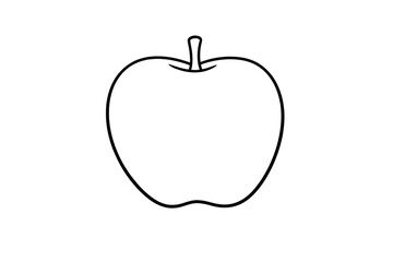 Fototapeta premium Apple outline black and white image on transparent background for design.