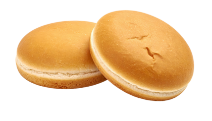Two Fresh Hamburger Buns Isolated On Transparent Background For Food Service And Restaurant Menus Representing Bakery Products And Fast Food Ingredients