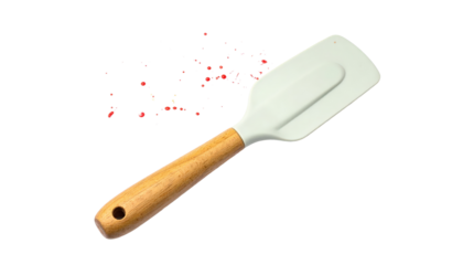 Silicone Spatula with Wooden Handle Isolated on Transparent Background for cooking and Baking Needs Kitchen Utensil Food Preparation and Culinary Arts