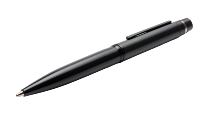 Elegant Black Metal Ballpoint Pen Isolated On Transparent Background For Writing Office Supplies And Business Presentations Stationery Mockup Design Element