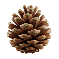 3D Pinecone Isolated on Transparent Background
