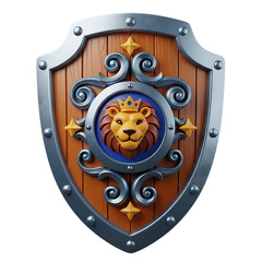 Fantasy Cartoon Shield Icon Isolated on Transparent Background